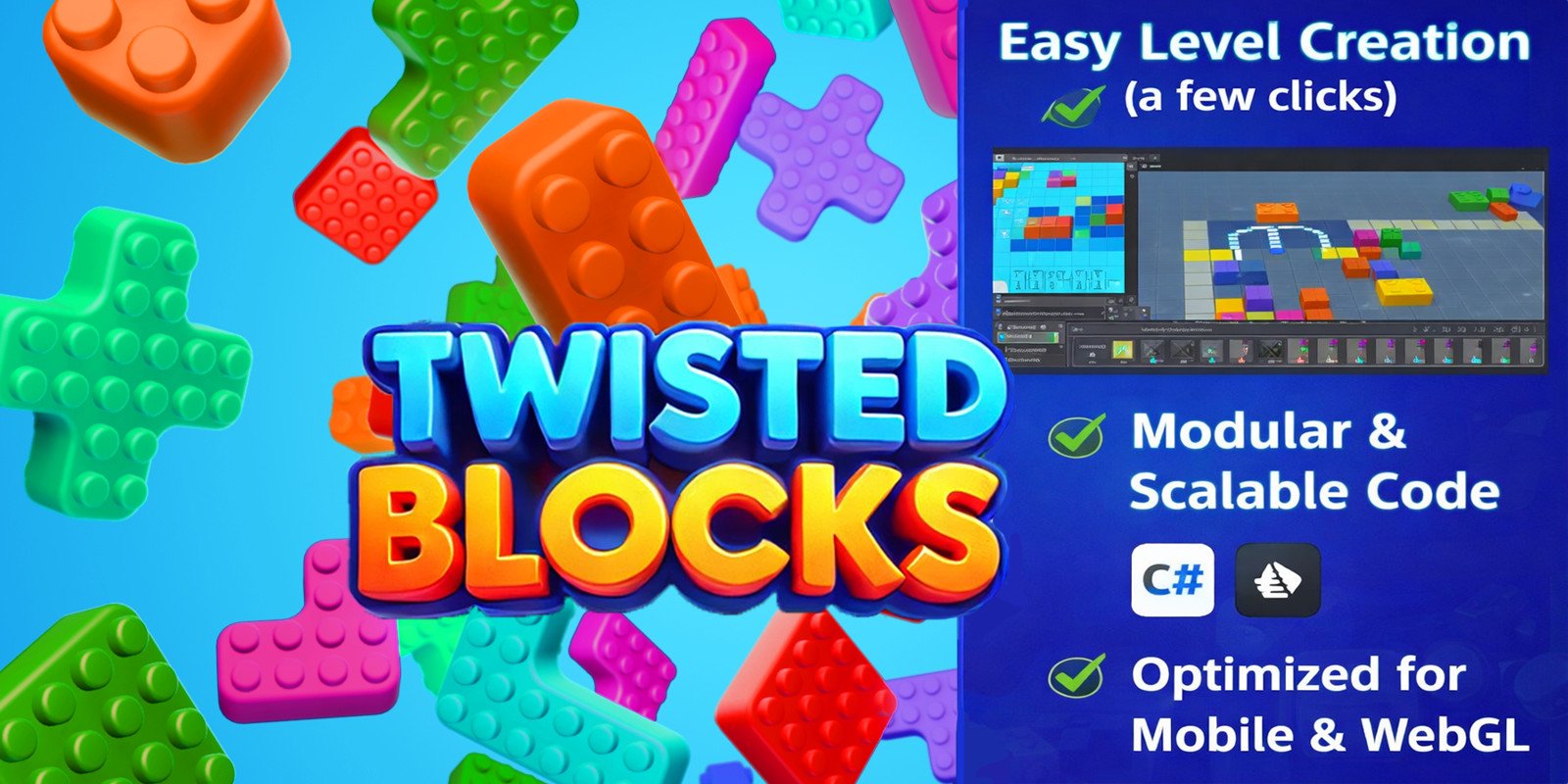 Twisted Color Block Puzzle Unity Source Code – Scalable Block Jam Template