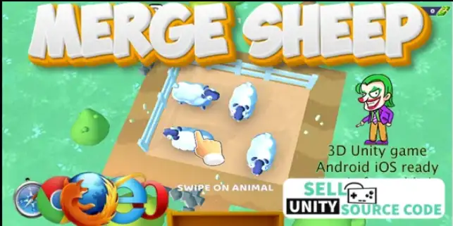 Unity game template -Merge sheep puzzle 3d SellUnitySourceCode