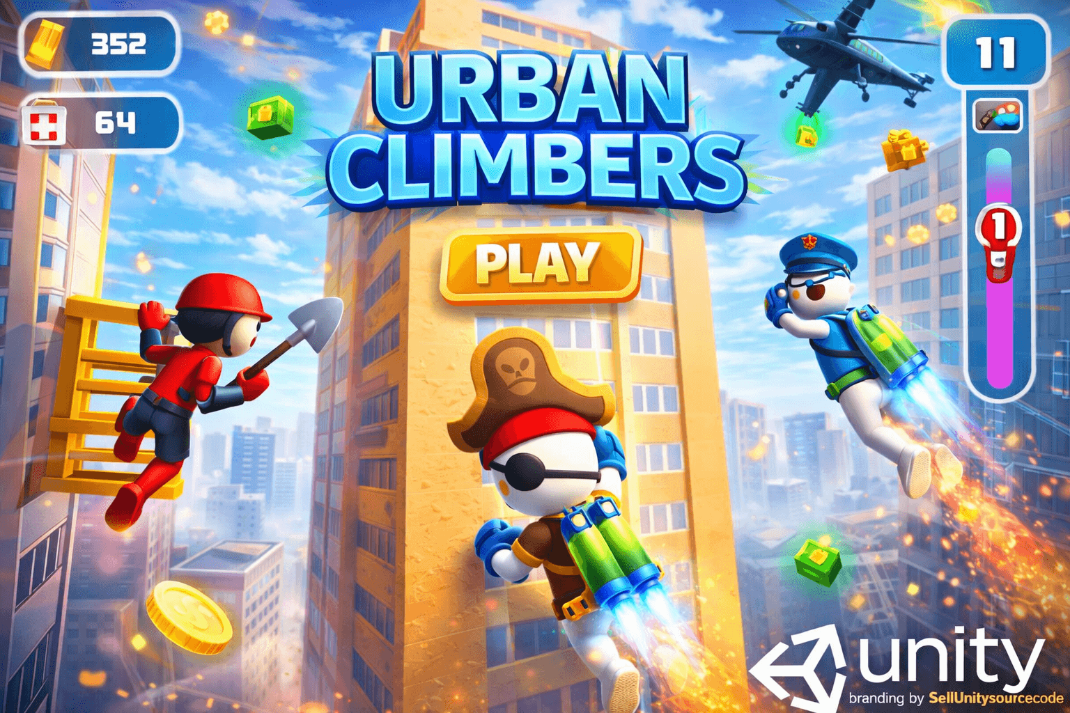Urban Climbers – Endless Skyscraper Climb Unity Game Source Code