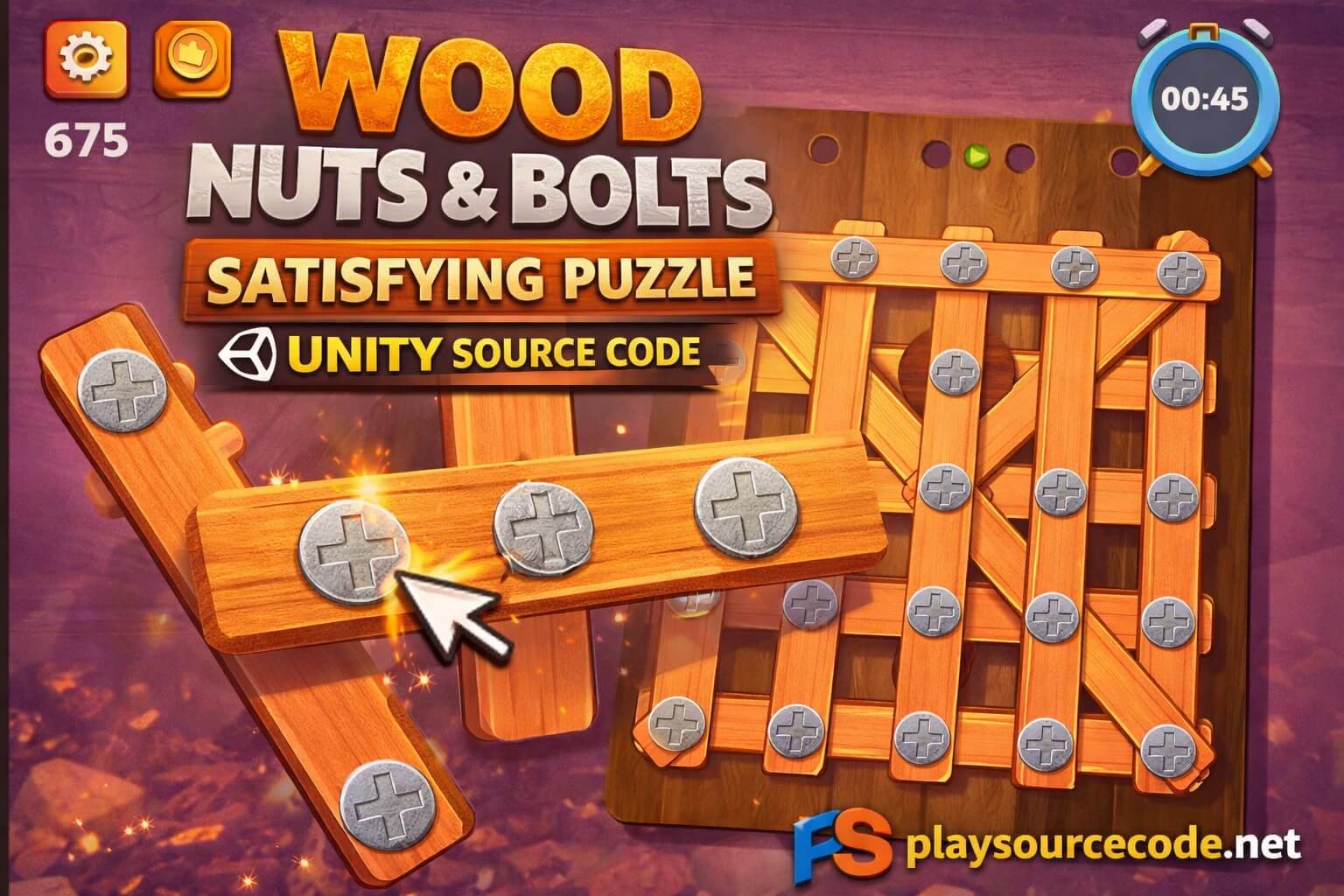 Wood Nuts & Bolts Satisfying Puzzle Template