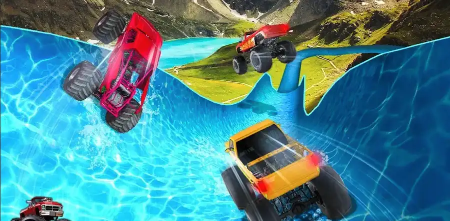 Xtreme Monster Truck Waterslide Race SellUnitySourceCode screenshot 2